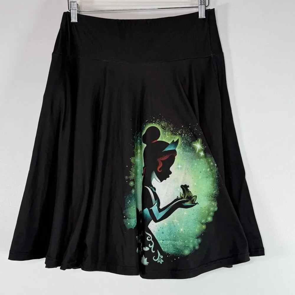 Boutique Disney Princess Tiana Elastic Waist Black Skater Skirt - Women's US Siz